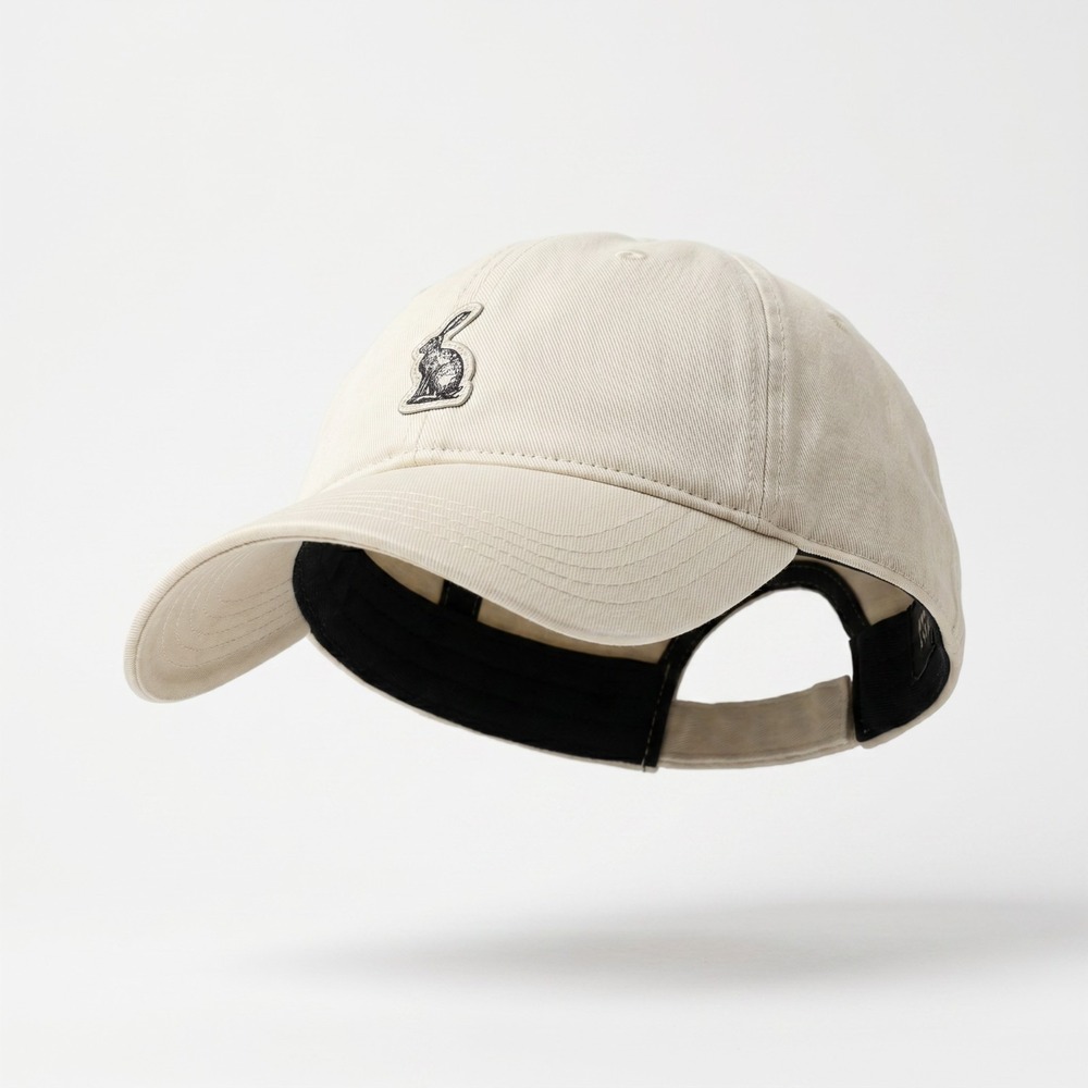 Deep Desert Bunny Rabbit 100% Cotton Cap Cream Adjustable Leather Strap BNWT